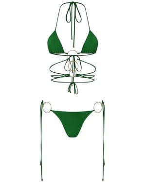 Amir Slama Ring-Detail Tie-Fastening Bikini - Green