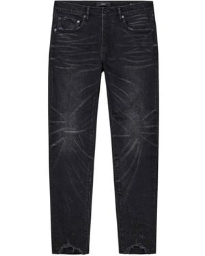 Purple Brand Crystal-Embellished Sharkbite-Hem Jeans - Blue