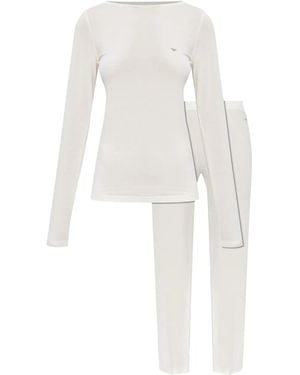 Emporio Armani Logo-Detail Pajama Set - White