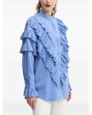 Bruuns Bazaar Pleated Ruffle Blouse - Blue