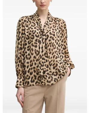 Ouí Leopard Print Tie Blouse - Natural
