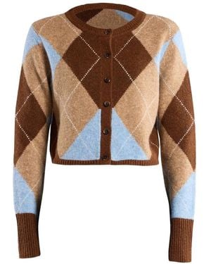 CHRISTY LYNN Goldie Argyle-Pattern Cardigan - Brown