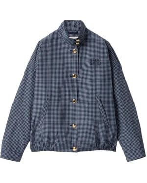 Miu Miu Checked Technical Fabric Blouson Jacket - Blue