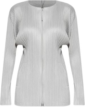 Pleats Please Issey Miyake Monthly Colors: September Plissé Zip Jacket - Gray