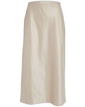 Alice + Olivia Maeve Satin Midi Skirt - White