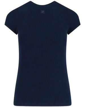 Courreges Tone-On-Tone Logo T-Shirt - Blue