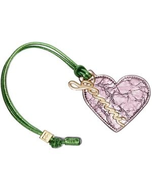 Ganni Heart-Motif Keyring - Pink