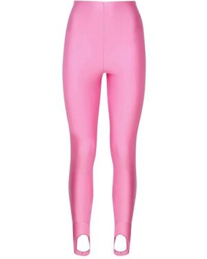ANDAMANE Elastic-Waist Stirrup Cuffs Leggings - Pink