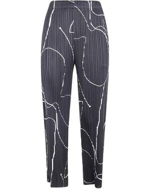Pleats Please Issey Miyake Pleated Straight Trousers - Blue