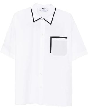 MSGM Piped-Trim Chest-Pocket Shirt - White