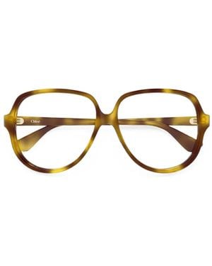 Chloé Salomé Tortoiseshell-Effect Geometric-Frame Glasses - Black