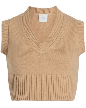 Patou Wool-Cashmere Cropped Vest - Natural