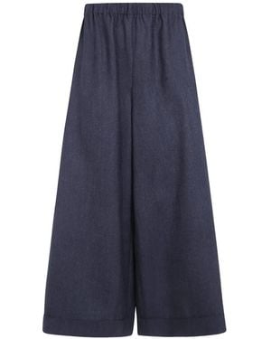Daniela Gregis Elasticated-Waistband Wide-Leg Trousers - Blue