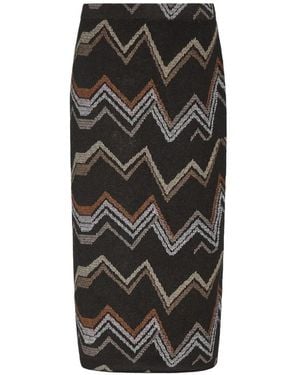 Marie Oliver Lizette Chevron-Knit Midi Skirt - Black