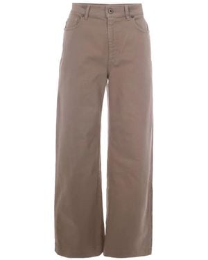 P.A.R.O.S.H. Jeans Met Wijde Pijpen En Knopen - Bruin