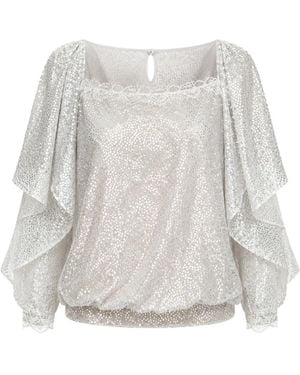 Gemy Maalouf Glanzende Top Met Kanten Afwerking - Wit