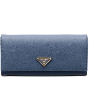 Prada Large Saffiano Leather Wallet - Blue