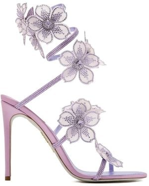 Rene Caovilla Floral-Embellished Sandals - White