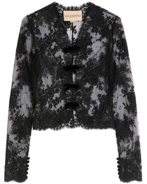 Valentino Garavani Lace-Panel Top - Black