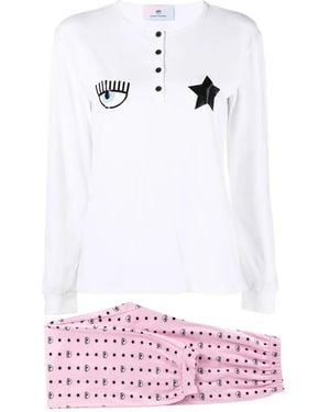 Chiara Ferragni Eyelike-Print Pyjama Set - White