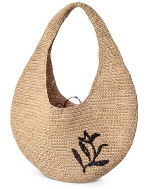 Gabriele Frantzen Floral-Embroidered Shoulder Bag - Natural
