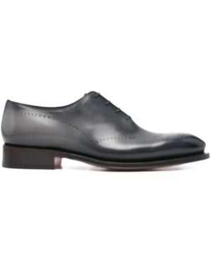 Santoni Leather Oxford Shoes - Grey