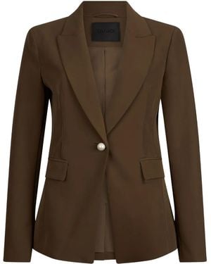 Liu Jo Lapel Pearl-Button Blazer - Brown