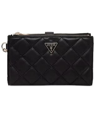 Guess Portefeuille Matelassé Juliet À Plaque Logo - Black