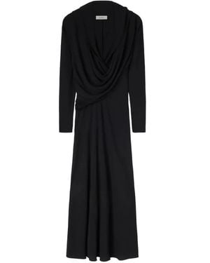 RETORI Drapiertes Midikleid Mit Kapuze - Schwarz