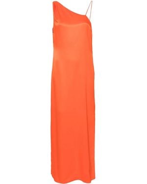 Calvin Klein Asymmetric Satin Maxi Dress - Orange