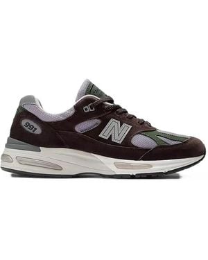 New Balance 991 Suede-Panel Trainers - White