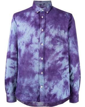 Stain Shade Long-Sleeve Tie-Dye Shirt - Purple