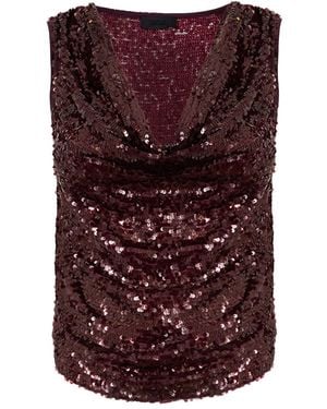 LAPOINTE Blouse Met Pailletten En Col - Paars