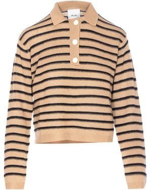 Allude ストライプ トップ - ブラウン