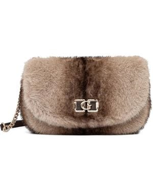 Guess Logochain Satchel Bag - Brown