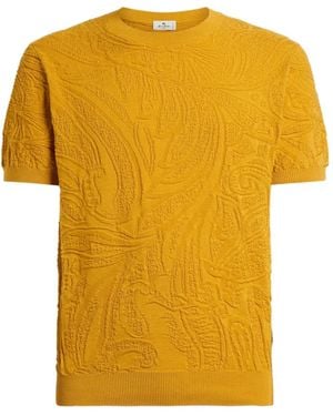 Etro Paisley-Knit T-Shirt - Yellow