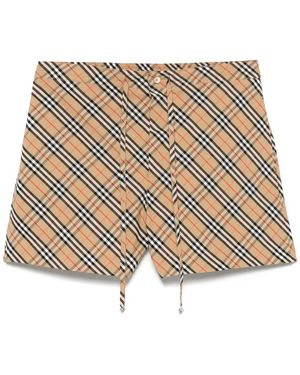 Burberry Check Print Shorts - Natural