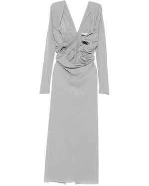 Christopher Esber Vestido Drapeado De Manga Larga - Gris