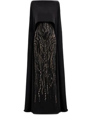 Gemy Maalouf Beaded-Embellished Cape Maxi Dress - Black