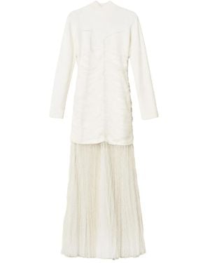 Twinset Tulle Knit Maxi Dress - White