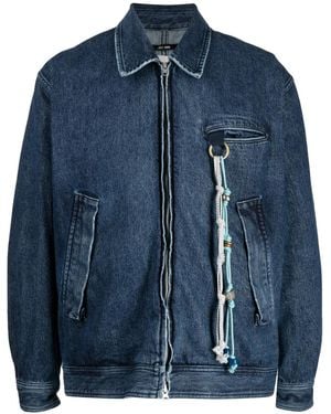 Song For The Mute Three-Pocket Bomber Denim Jacket - Blue