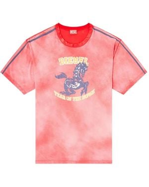 DIESEL Year Of The Horses Print T-Shirt - Pink