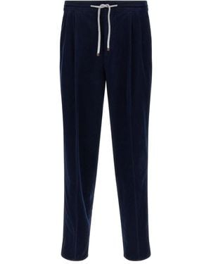 Brunello Cucinelli Drawstring Pleated Trousers - Blue
