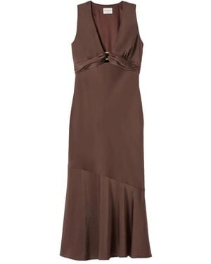 Claudie Pierlot Sleeveless Satin Dress - Brown