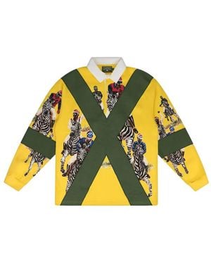 DENIM TEARS Lewis Graphic-Print Rugby Polo Shirt - Yellow