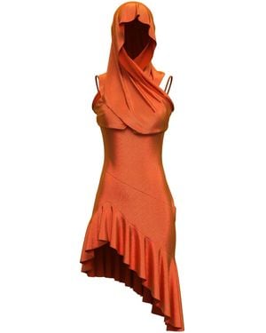 MACCAPANI The Hood Draped Minidress - Orange