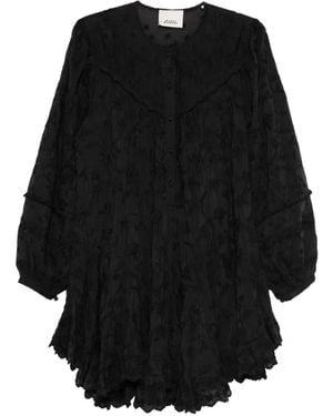 Isabel Marant Robe Courte Zame À Manches Longues - Black
