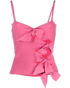 Blumarine Top de punto con aplique de lazo - Rosa