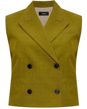 Theory Double-Breasted Sleeveless Jacket - Green