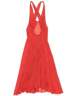 Bimba Y Lola V-Neck Cross-Strap Midi Dress - Red